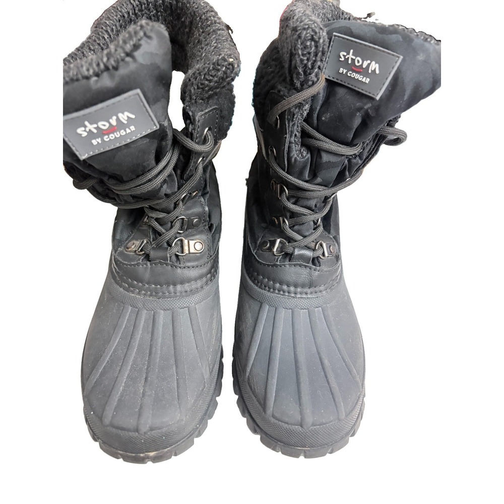 Storm Cougar Waterproof Winter Boots Size 8 Black/CHARCOAL Quilt Carlisle Lace